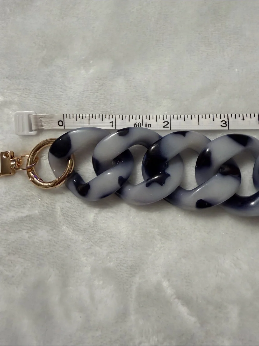 Marble Blue & Off White Chunky Resin Chain in Marble Purse Charm